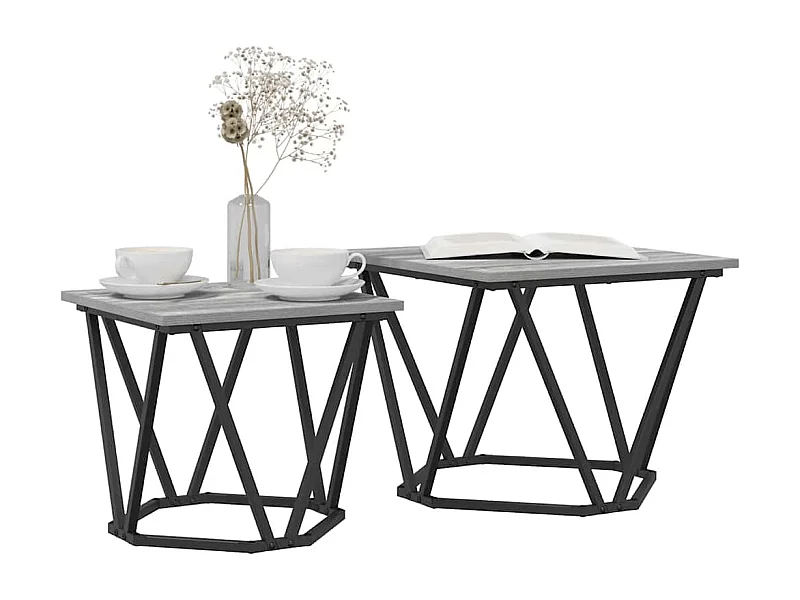 Mesa de centro | Mesa lateral | Mesa auxiliar 2 piezas Roble negro 50x50x40 cm SHL4101