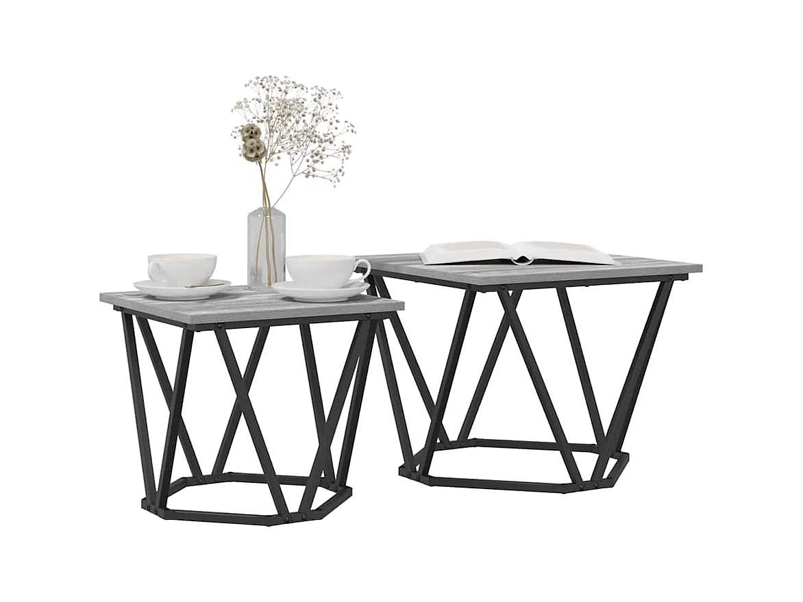 Set de 2 tables d'appoint en bois d'ingénierie gris Sonoma SHL7687