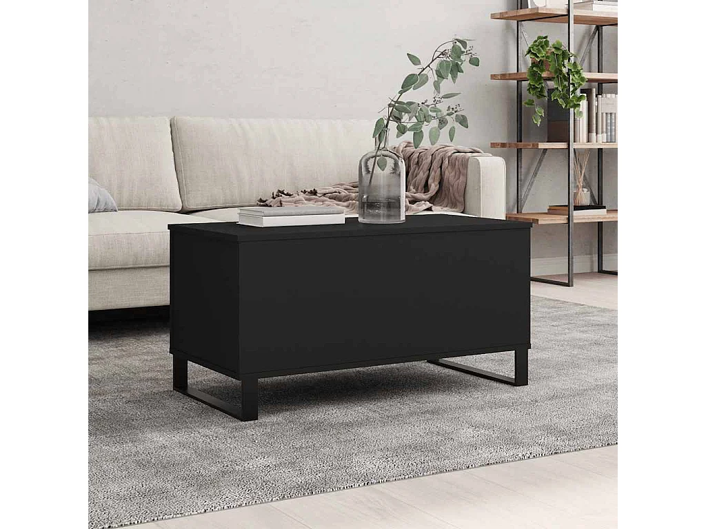 Couchtisch-Wohnzimmertisch-Beistelltische Schwarz 90x44,5x45 cm Holzwerkstoff SHL18736