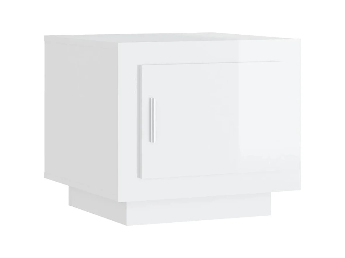 Table basse salon-Table d'appoint blanc brillant 51x50x45 cm bois d'ingénierie SHL46360