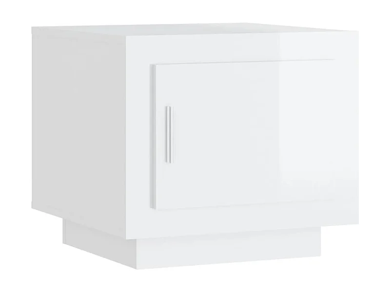 Mesa de centro | Mesa de apoio 51x50x45 cm madeira processada branco brilhante