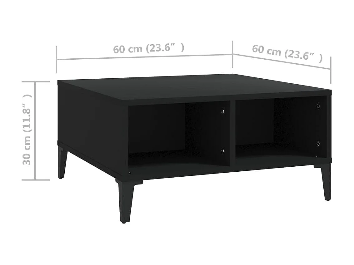 Mesa de centro | Mesa auxiliar con luces LED roble negro 90x50x40 cm SHL4269