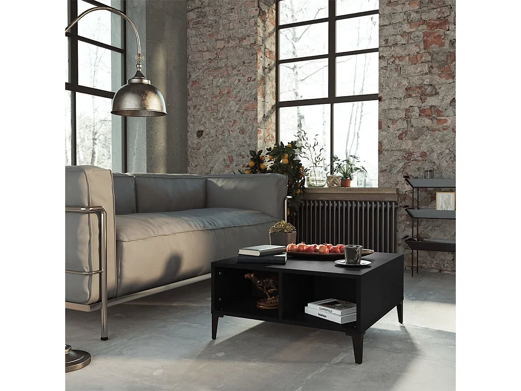 Table basse salon-Table d'appoint noir 60x60x30 cm bois d'ingénierie SHL18304