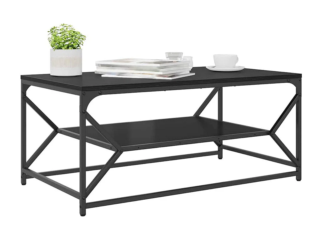 Tavolino da Salotto-Tavolino da Caffè Laterale Rovere Nero 90x50x40 cm SHL80403