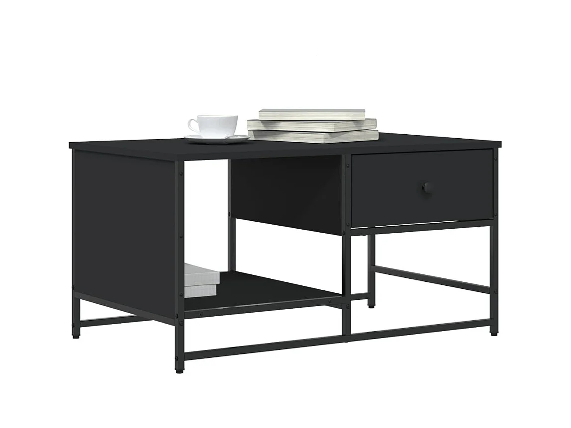 Mesa de centro-Mesa auxiliar con borde curvado 1 cajón madera reciclada SHL3128