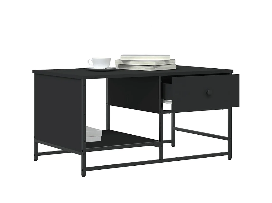 Mesa de centro-Mesa auxiliar con borde curvado 1 cajón madera reciclada SHL3128