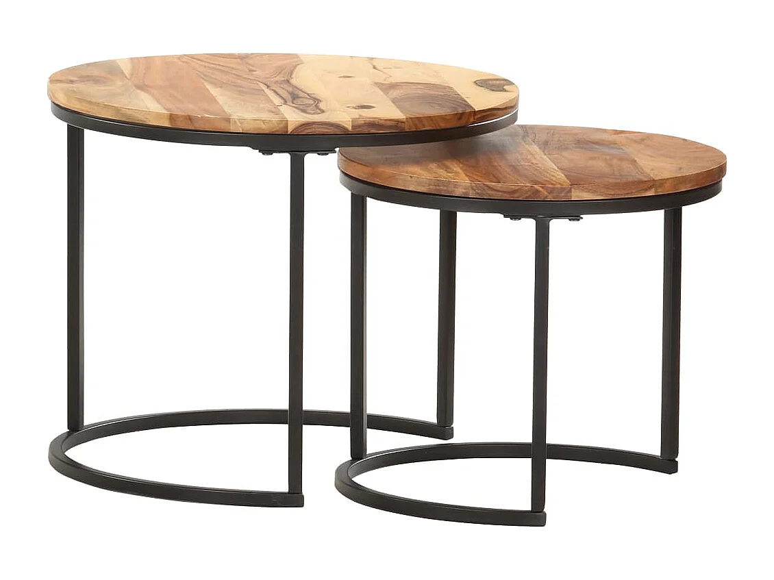 Couchtisch 2er Set-Satztische-Sofatisch Massivholz Akazie SHL58744