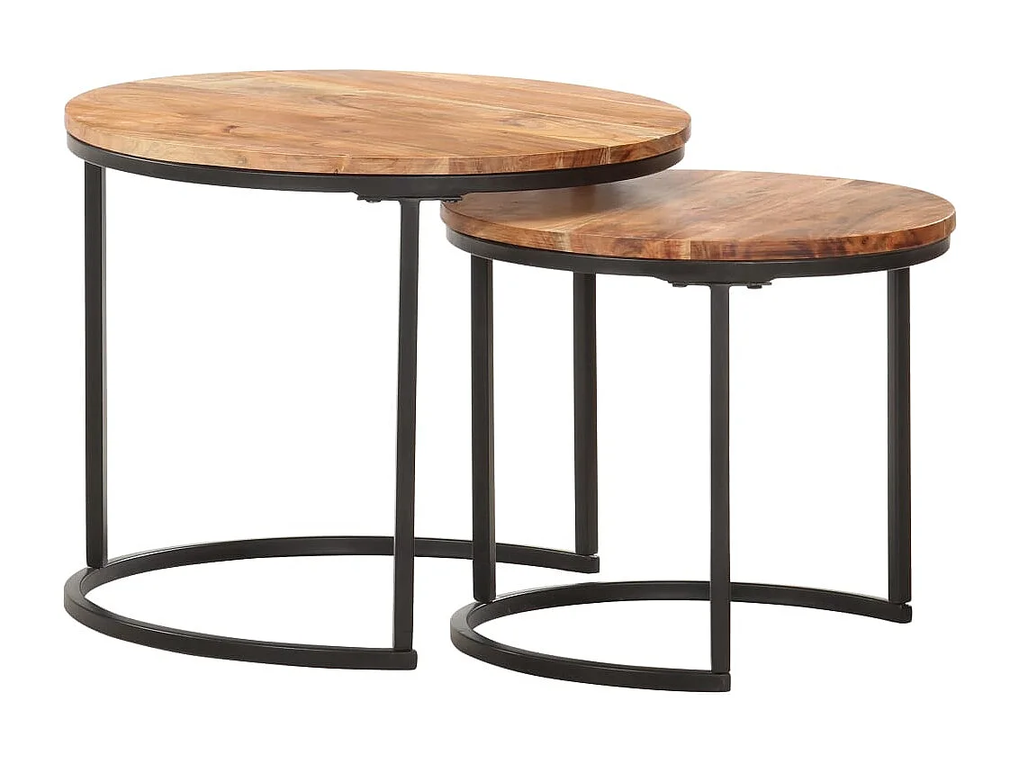 Couchtisch 2er Set-Satztische-Sofatisch Massivholz Akazie SHL58744