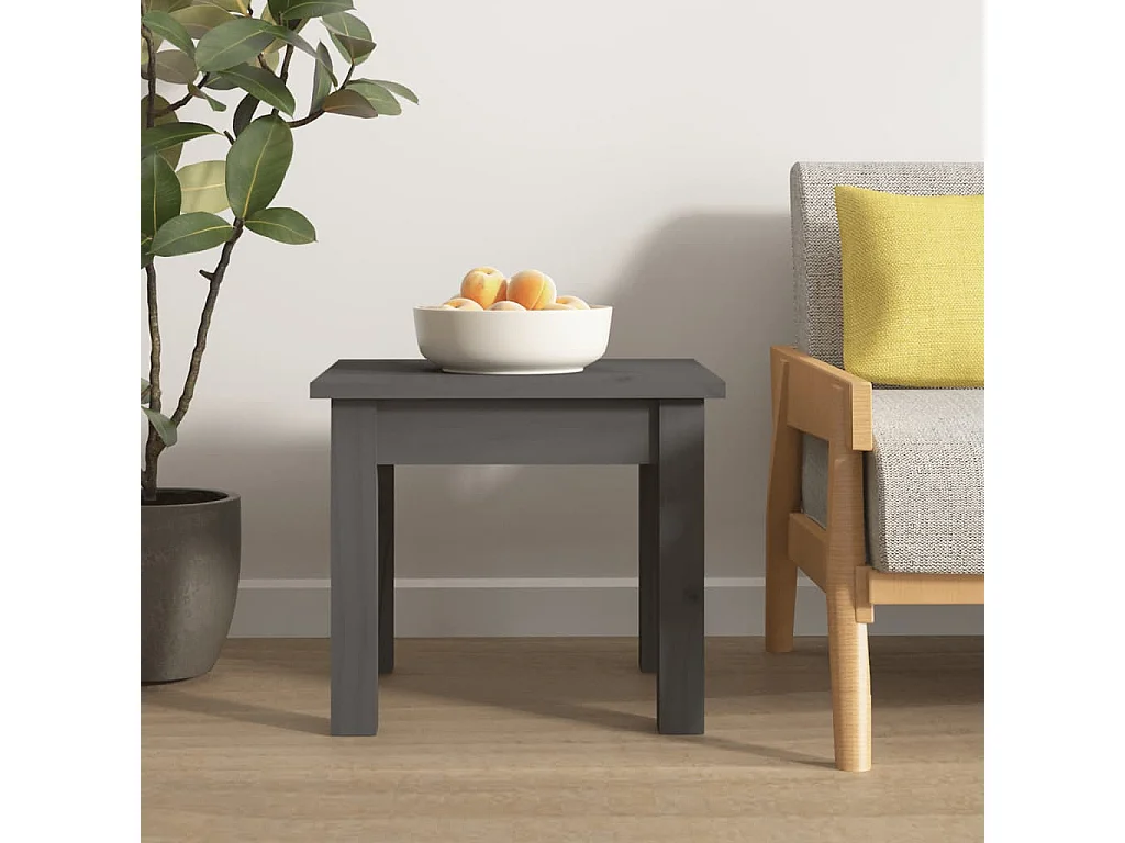 Table basse salon-Table d'appoint Gris 35x35x30 cm Bois massif de pin SHL68056