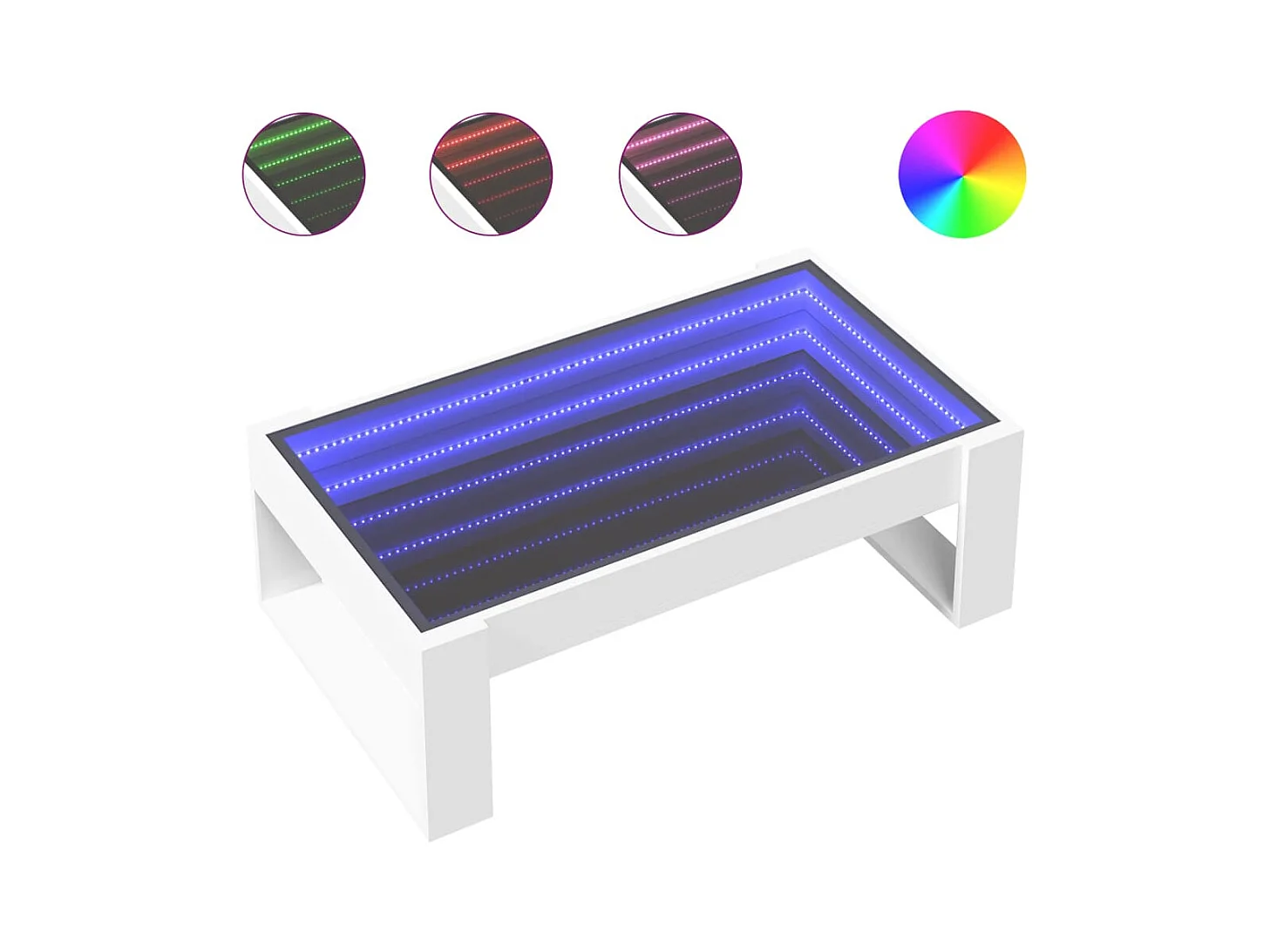 Table basse salon-Table d'appoint avec LED infini blanc 90x53x30 cm SHL68947