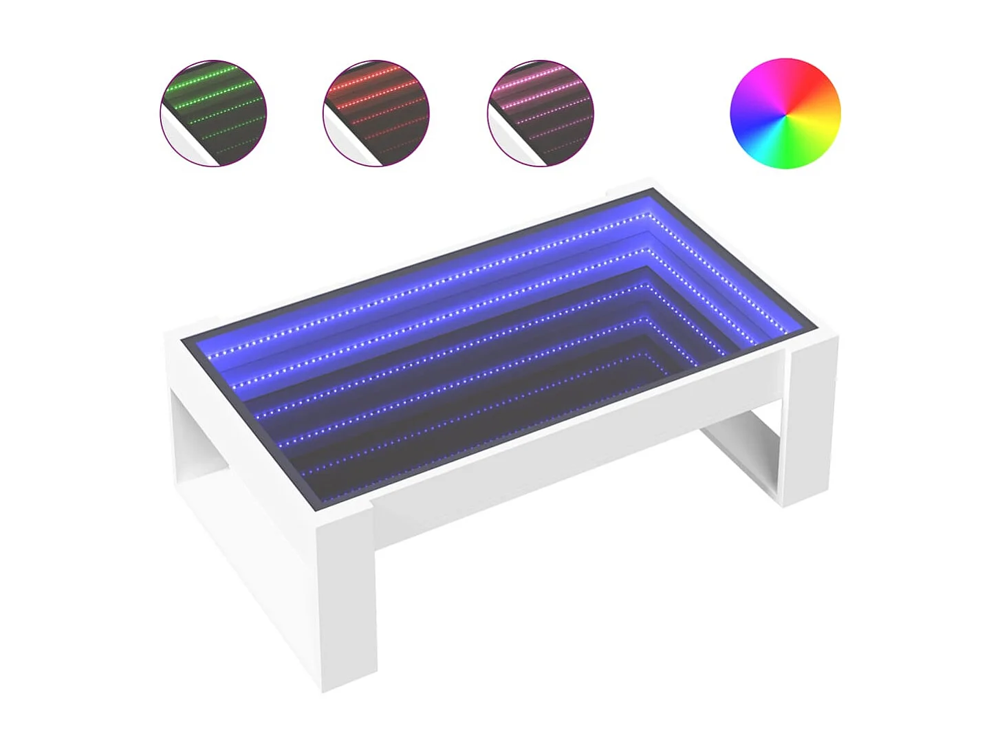 Couchtisch mit Infinity-LED | Beistelltische | Sofatisch Weiß 90x53x30 cm SHL7754