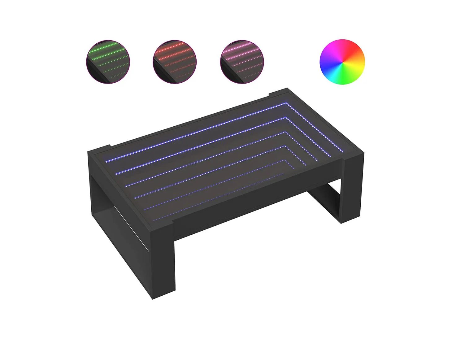 Table basse salon-Table d'appoint avec LED infini noir 90x53x30 cm SHL74812