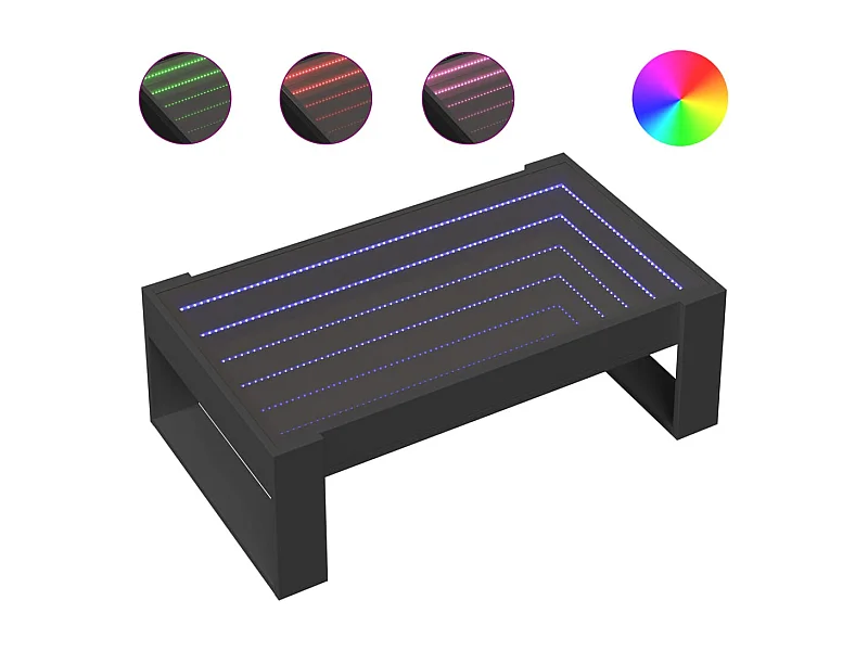 Couchtisch mit Infinity-LED | Beistelltische | Sofatisch Schwarz 90x53x30 cm SHL32536