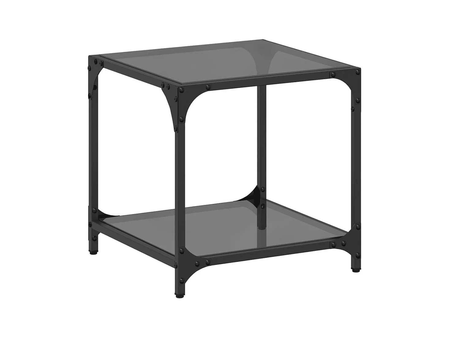 Table basse salon-Table d'appoint-dessus en verre noir 40x40x40 cm acier SHL45486