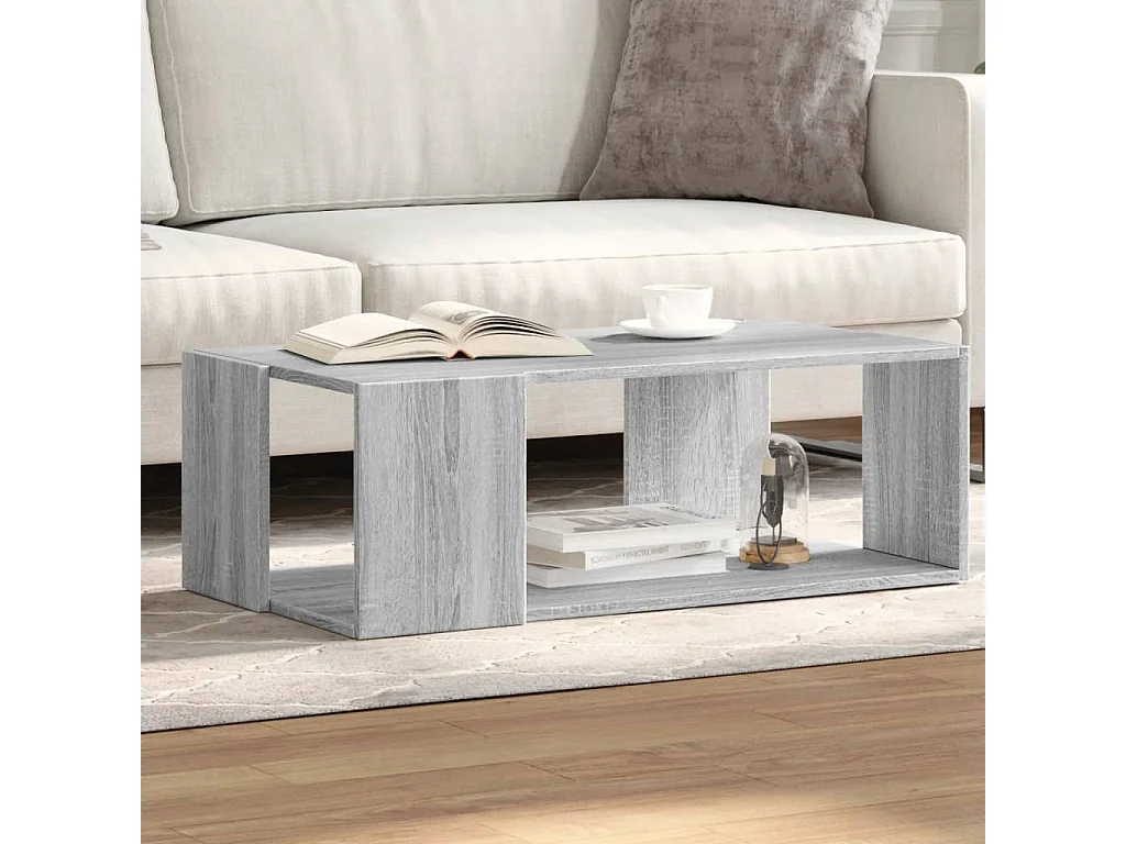 Tavolino Salotto-Tavolino Basso Grigio Sonoma 89.5x48x30 cm Legno Multistrato SHL49035
