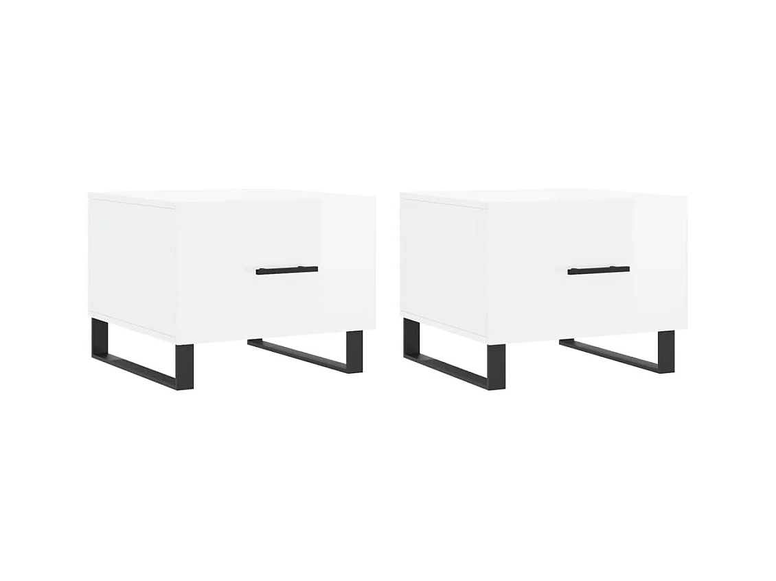 Lot de 2 Tables basses-Tables d'appoint blanc brillant 50x50x40cm bois d'ingénierie SHL14692