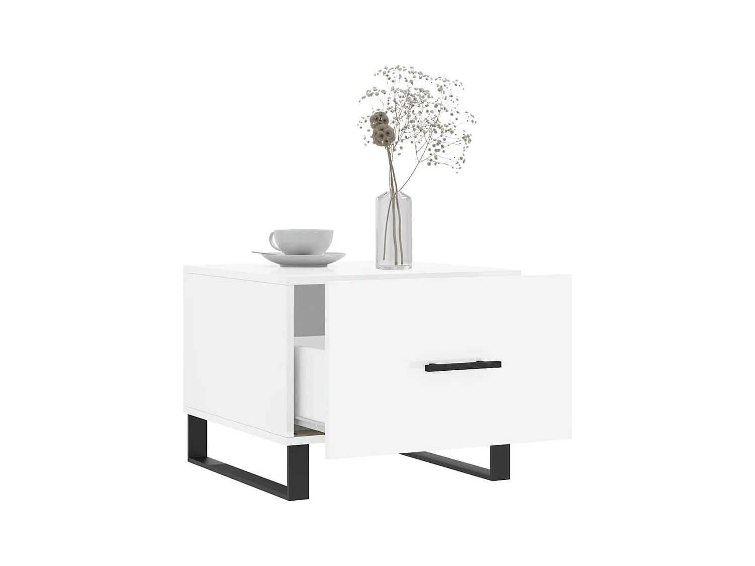 Lot de 2 Tables basses-Tables d'appoint blanc brillant 50x50x40cm bois d'ingénierie SHL14692