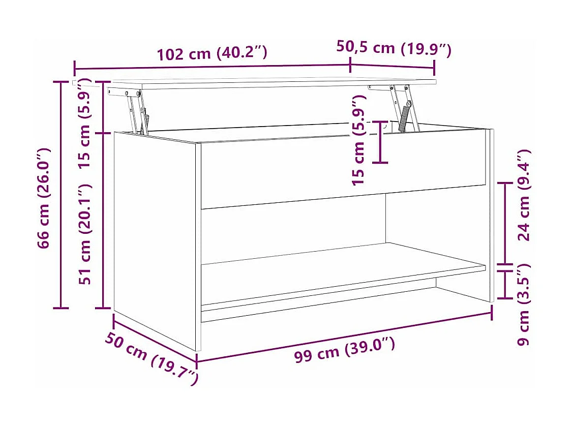 Salontafel | Bijzettafel Artisan Eiken 80x50.5x41.5cm Bewerkt hout SHL6136