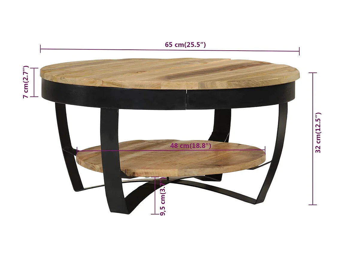 Salontafel | Woonkamertafel | Koffietafel 65x32 cm massief ruw mangohout