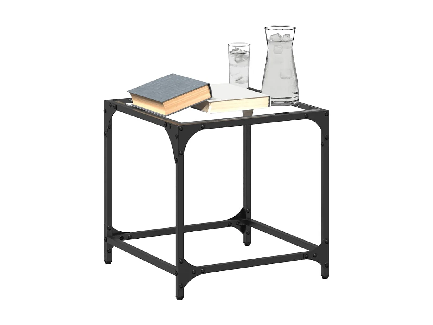 Couchtisch-Beistelltische-Sofatisch mit Glasplatte Transparent 40x40x40 cm Stahl SHL66241