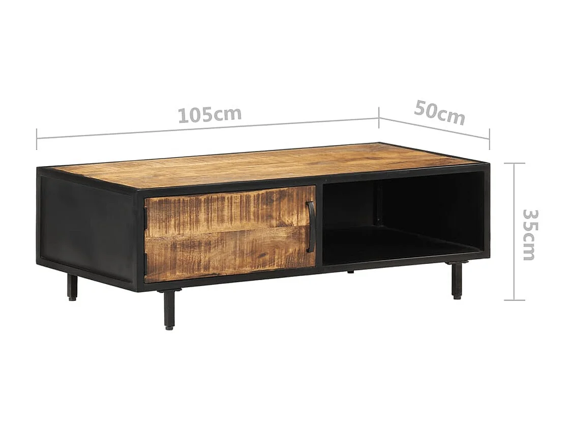 Couchtisch-Beistelltisch-Sofatisch 105x50x35 cm Raues Mangoholz SHL50231