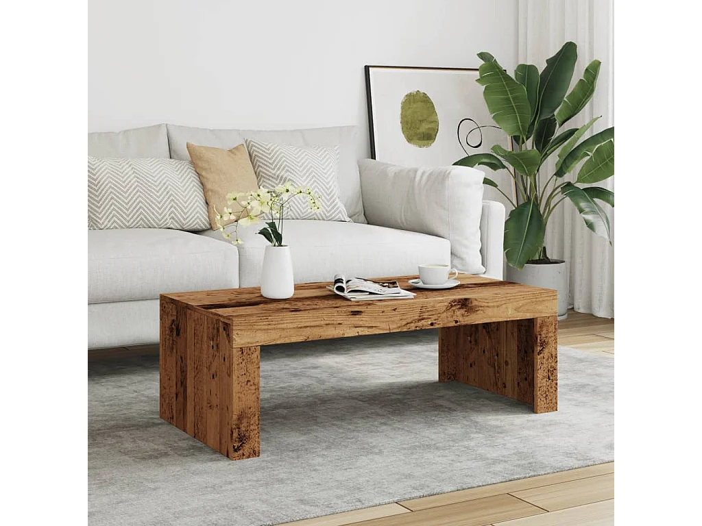 Couchtisch-Wohnzimmertisch-Beistelltische Altholz-Optik 102x50x35 cm Holzwerkstoff SHL64037