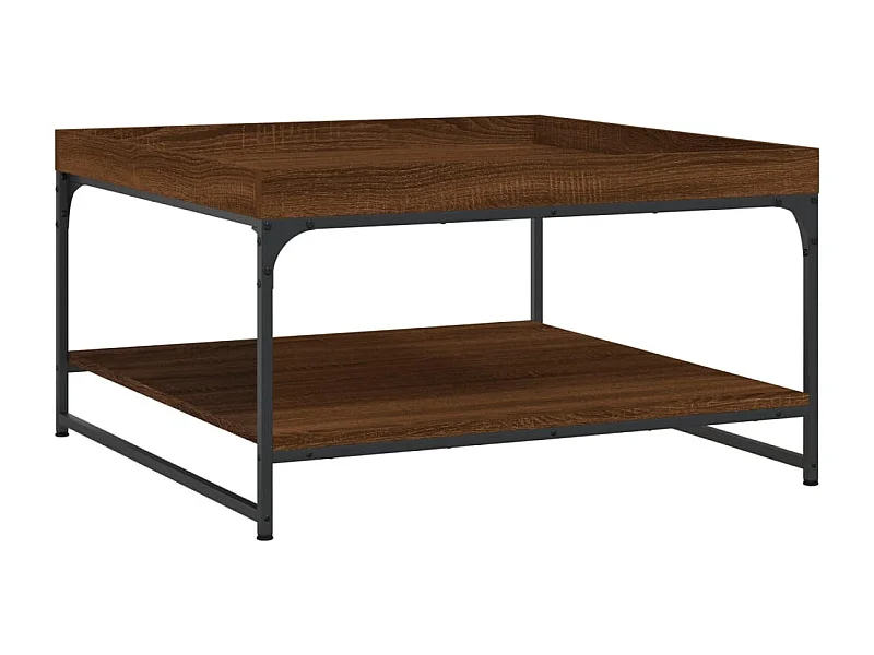 Table basse salon-Table d'appoint chêne marron 80x80x45 cm bois d'ingénierie et fer SHL69451