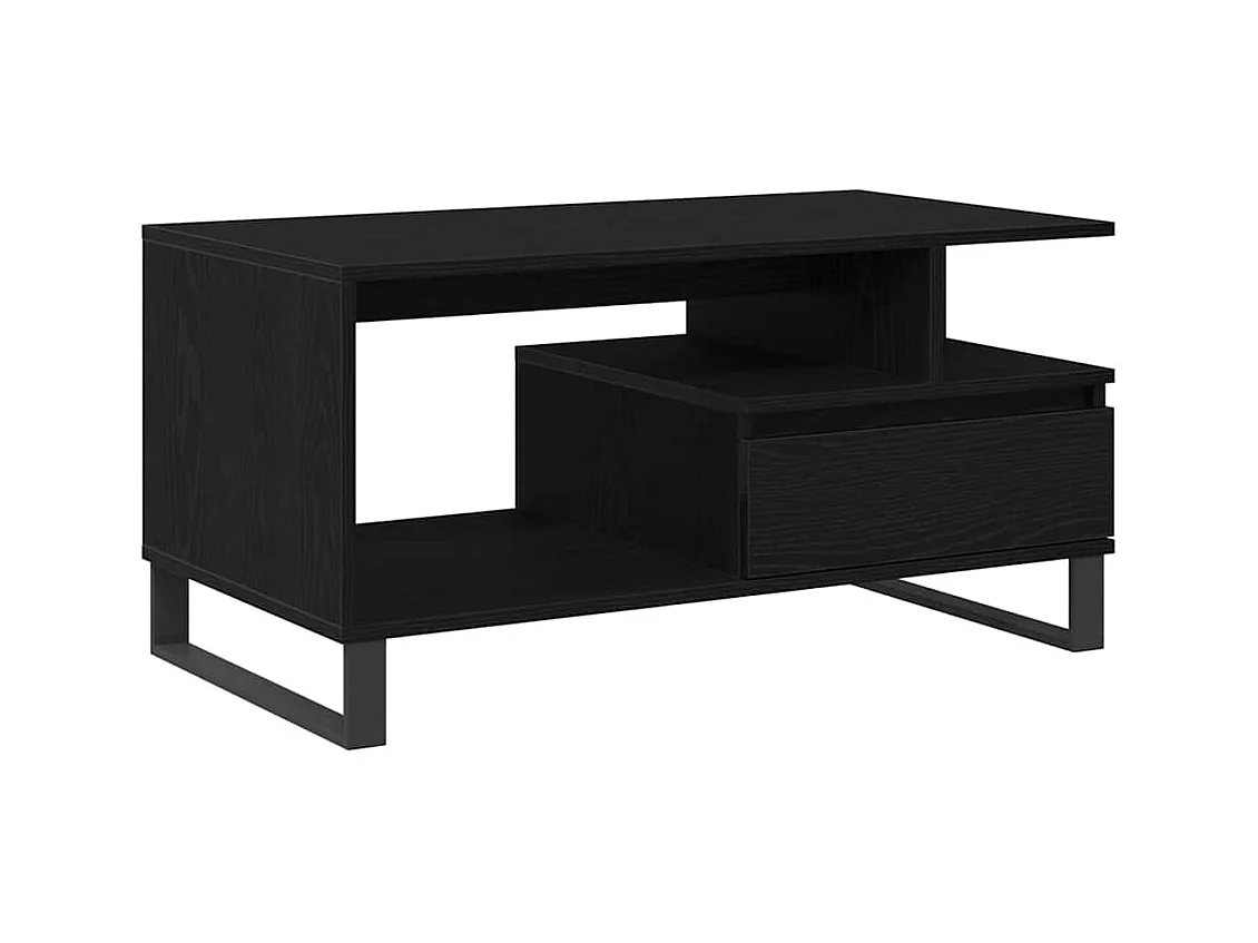 Table basse salon-Table d'appoint chêne noir 90x49x45 cm en bois d'ingénierie SHL16065