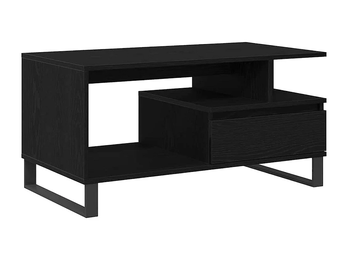 Tavolino da Salotto-Tavolino da Caffè Laterale con cassetto Rovere Nero 90x49x45 cm SHL58061