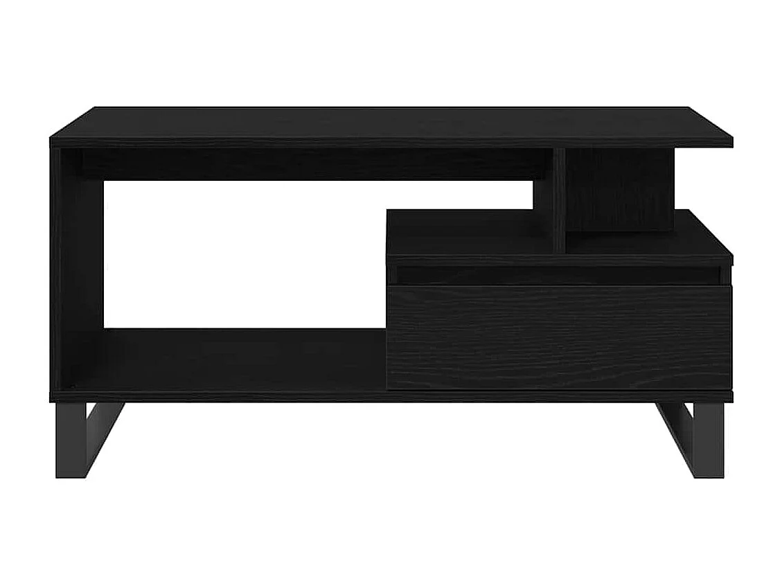 Tavolino da Salotto-Tavolino da Caffè Laterale con cassetto Rovere Nero 90x49x45 cm SHL58061
