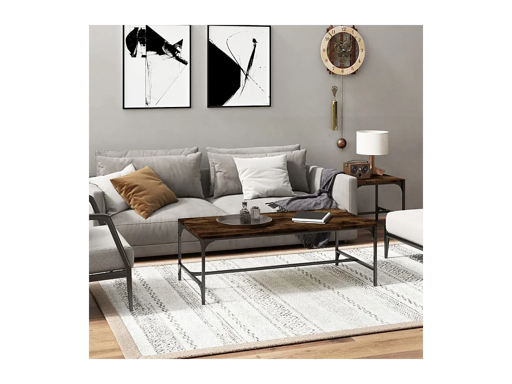 Mesa de centro | Mesa auxiliar madera contrachapada roble ahumado 80x80x36,5 cm SHL4413