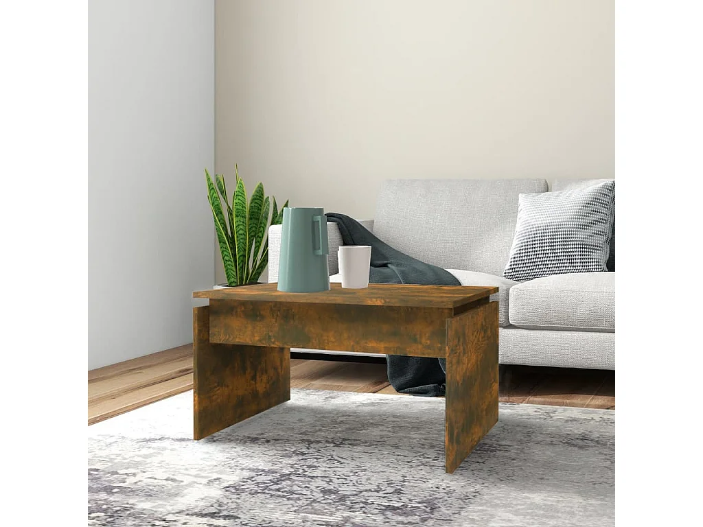Mesa de centro | Mesa de apoio 68x50x38 cm derivados de madeira carvalho fumado