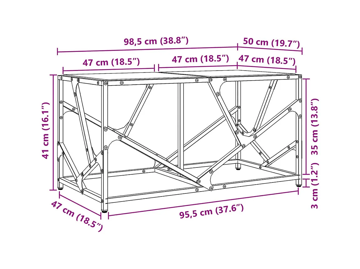 Mesa de centro-Mesa auxiliar hierro y madera maciza de mango 100x54x40 cm SHL1179