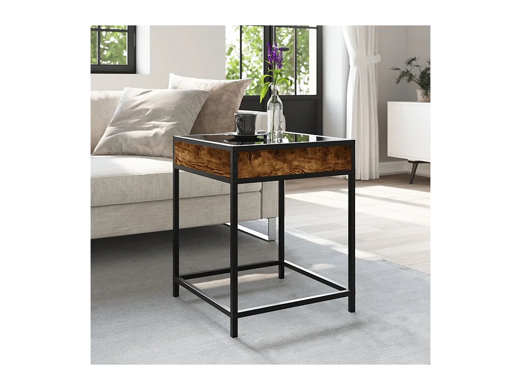 Table basse salon-Table d'appoint avec LED Infinity chêne fumé 40x40x51 cm SHL61892