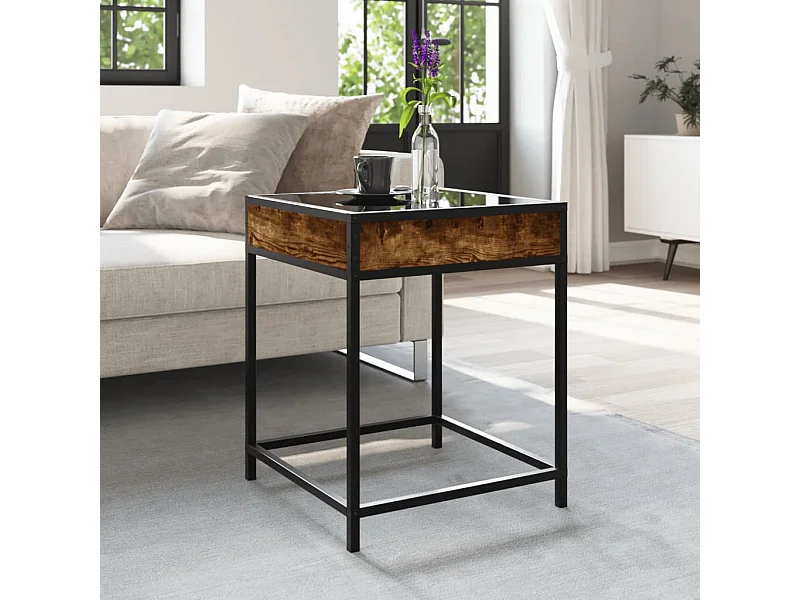 Table basse salon-Table d'appoint avec LED Infinity chêne fumé 40x40x51 cm SHL61892