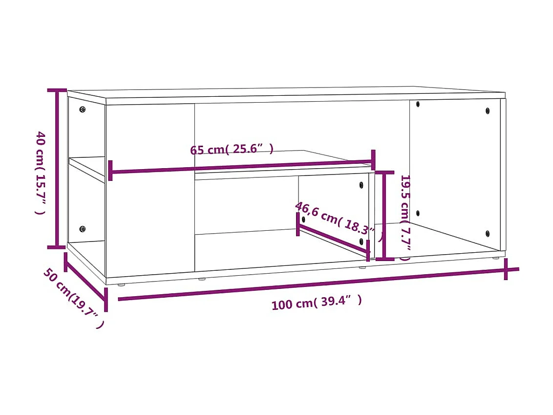 Couchtisch-Sofatisch-Beistelltische Grau Sonoma 100x50x40 cm Holzwerkstoff SHL90272