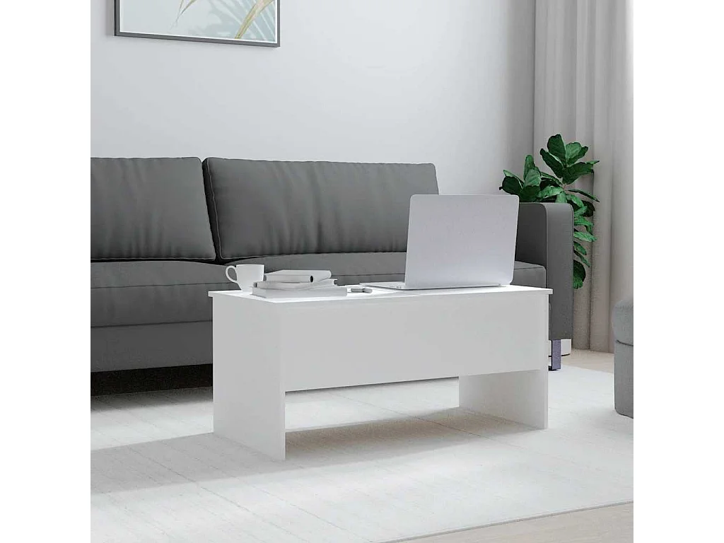 Mesa de centro | Mesa auxiliar de madera maciza de pino blanco 80x50x35 cm SHL181167