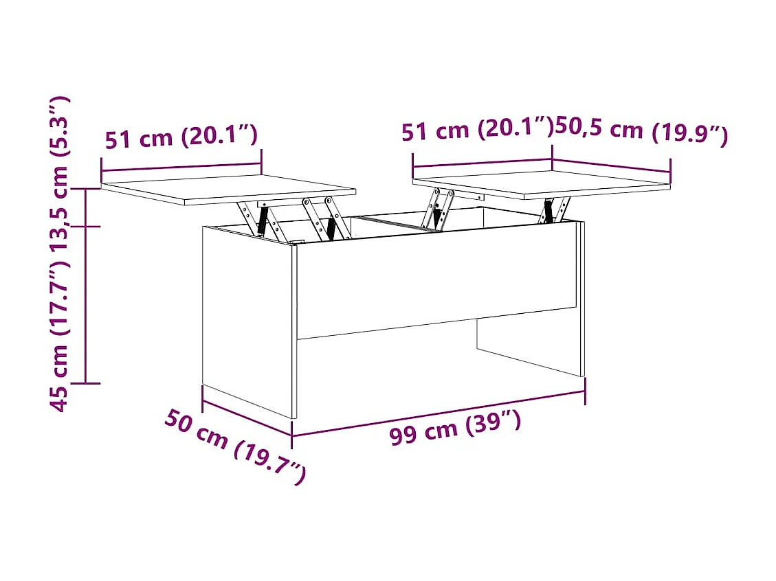 Mesa de centro | Mesa auxiliar de madera maciza de pino blanco 80x50x35 cm SHL181167
