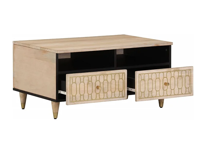 Mesa de centro | Mesa auxiliar con LED madera de ingeniería negro 70x50x30 cm SHL2066