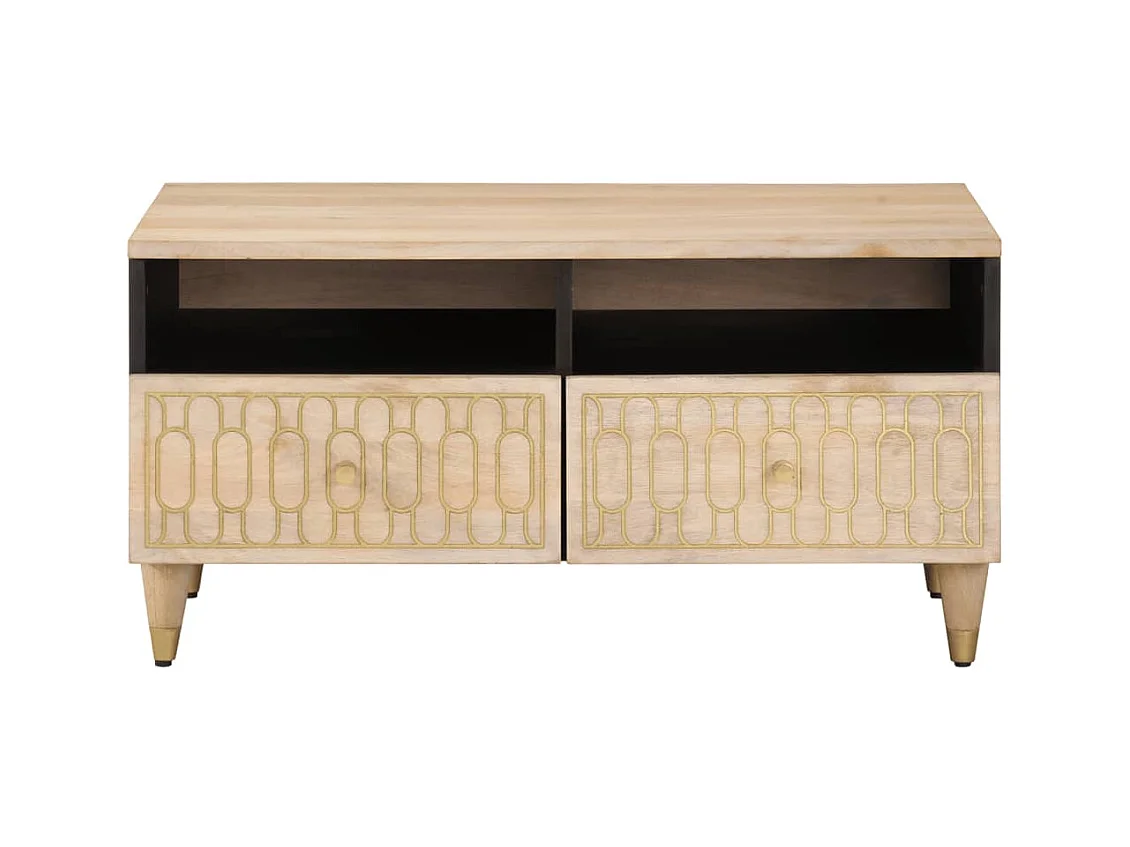 Mesa de centro | Mesa auxiliar con LED madera de ingeniería negro 70x50x30 cm SHL2066