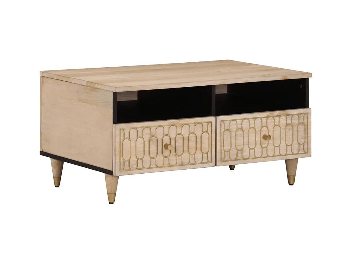 Mesa de centro | Mesa auxiliar con LED madera de ingeniería negro 70x50x30 cm SHL2066