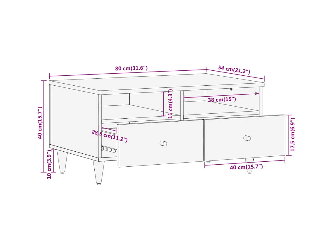 Mesa de centro | Mesa auxiliar con LED madera de ingeniería negro 70x50x30 cm SHL2066