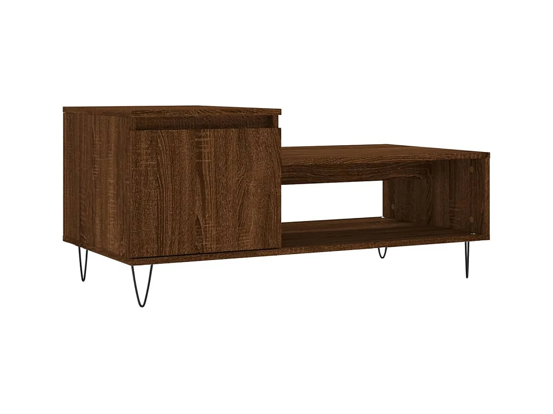 Mesa de centro | Mesa auxiliar madera ingeniería y hierro roble humo 80x80x45cm SHL2704