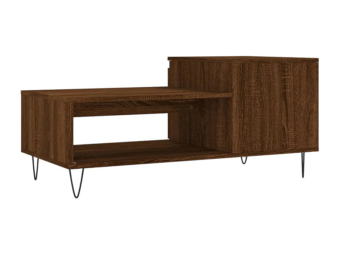 Mesa de centro | Mesa auxiliar madera ingeniería y hierro roble humo 80x80x45cm SHL2704