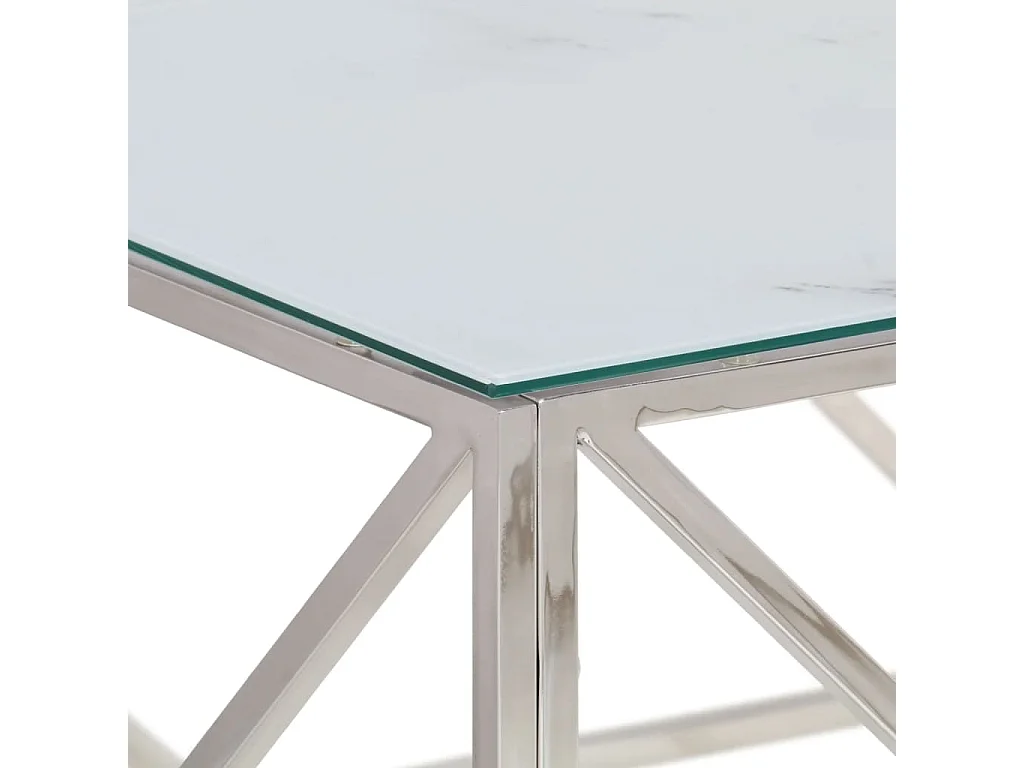 Table basse salon-Table d'appoint argenté acier inoxydable et verre trempé SHL41810