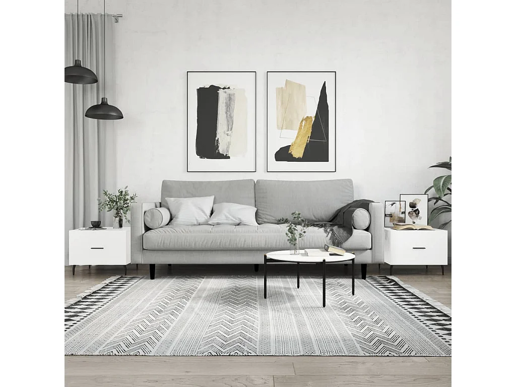 Salontafel Set van 2 | Bijzettafel | Koffietafel 2 st 50x50x40 cm bewerkt hout hoogglans wit