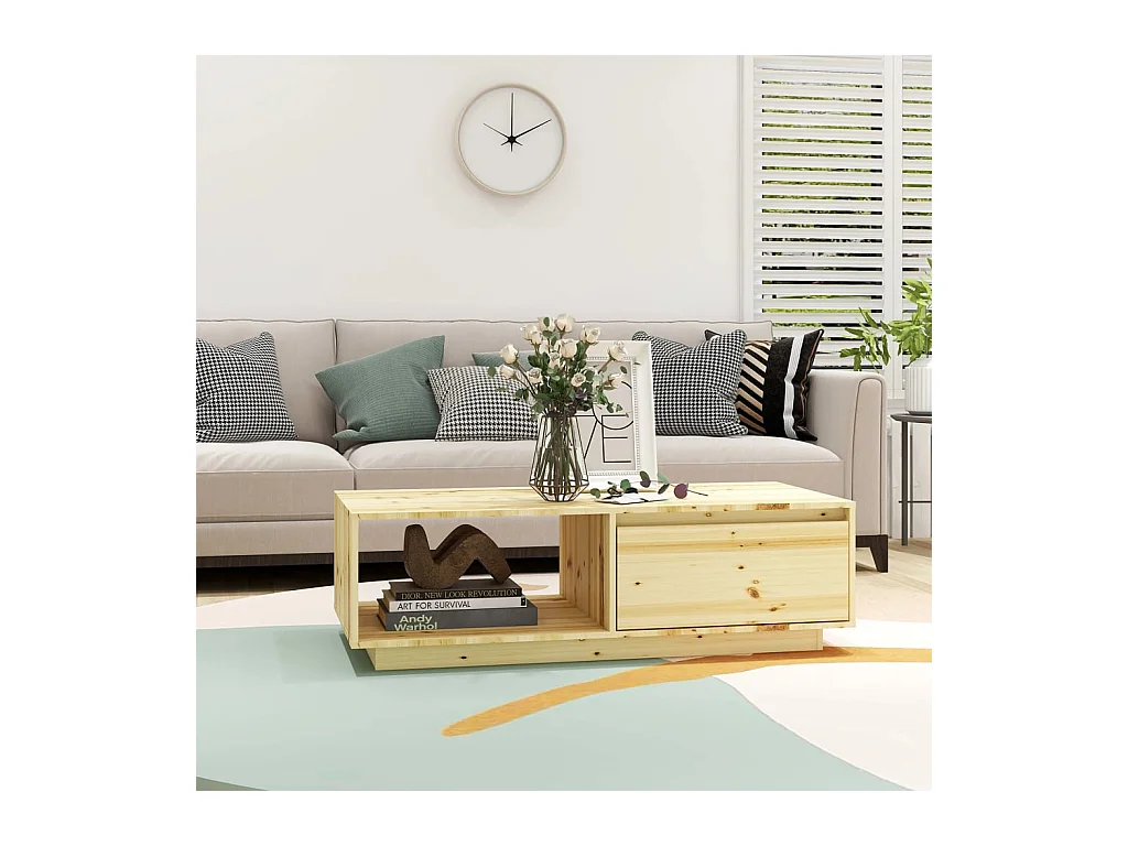 Mesa de centro | Mesa auxiliar de madera maciza de pino gris 100x50x41 cm SHL3565