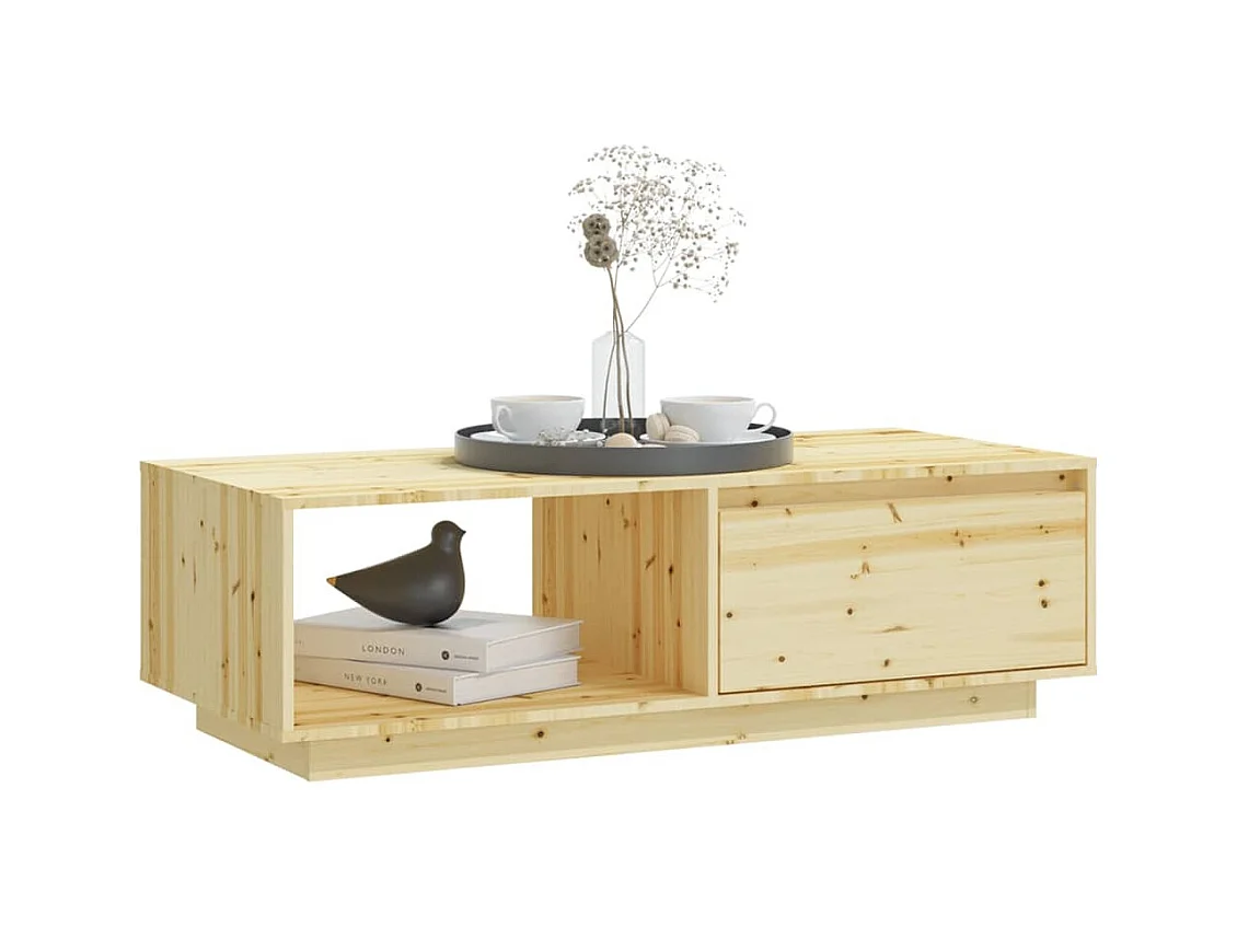 Mesa de centro | Mesa auxiliar de madera maciza de pino gris 100x50x41 cm SHL3565