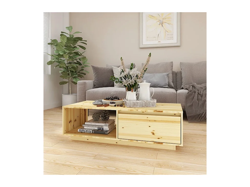 Mesa de centro | Mesa auxiliar de madera maciza de pino gris 100x50x41 cm SHL3565