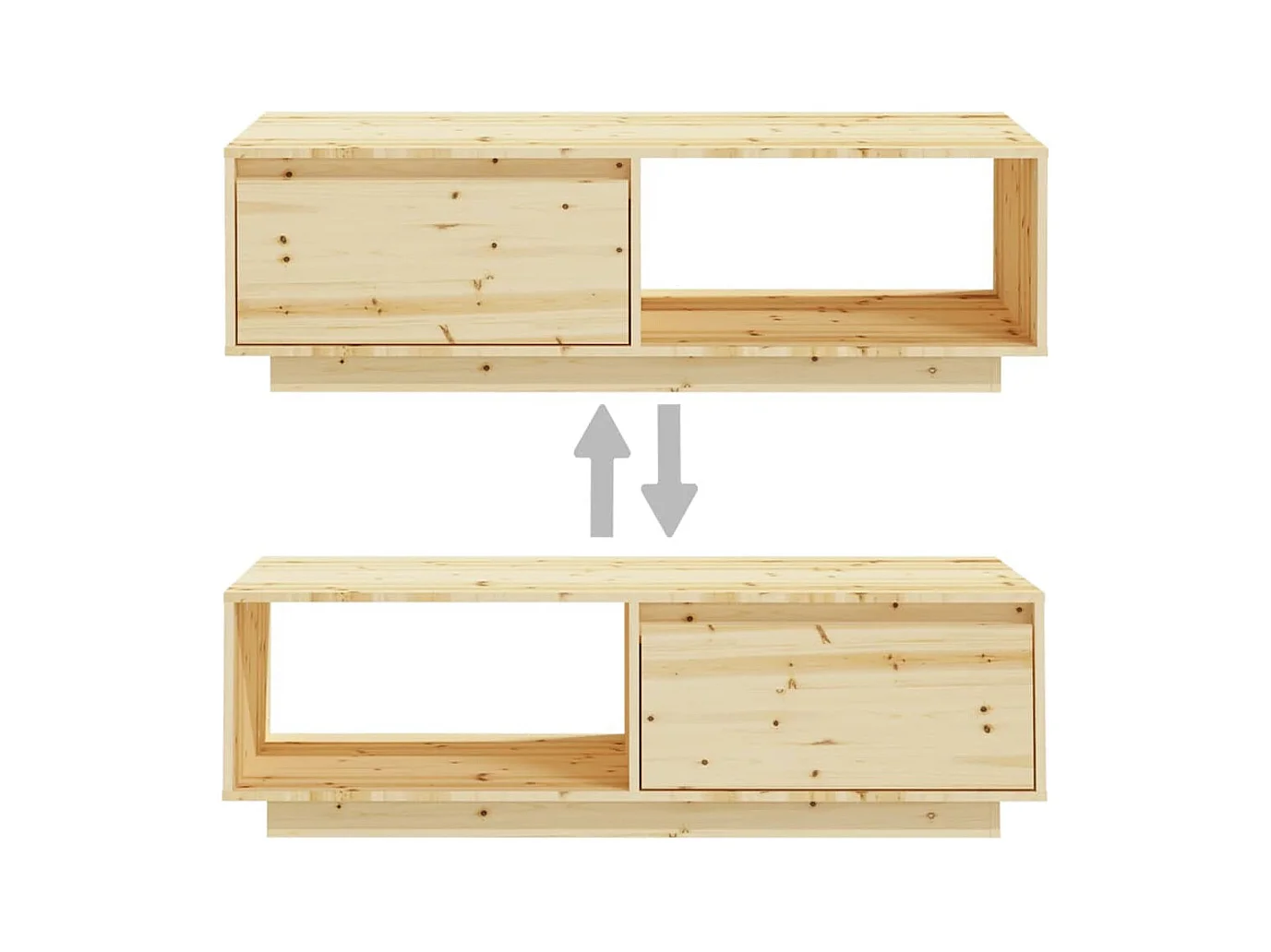 Mesa de centro | Mesa auxiliar de madera maciza de pino gris 100x50x41 cm SHL3565